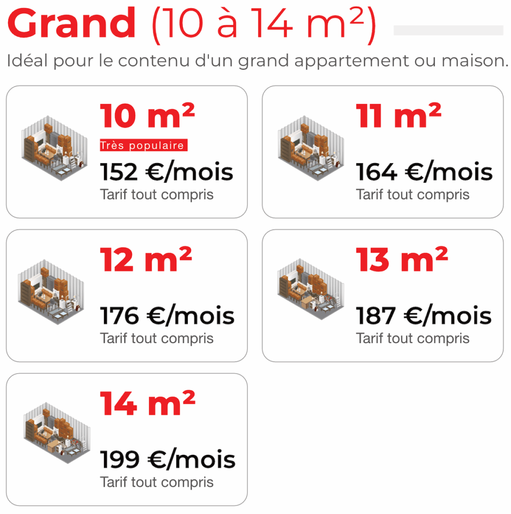 Prix grand box de stockage Location grand box de stockage Lille